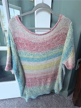 Pilcro Pastel Striped Scoop-Neck Knit Sweater